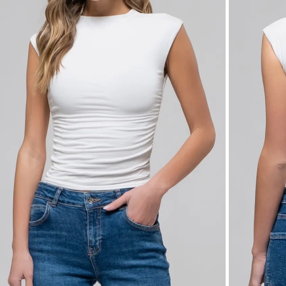 Blu Pepper mock neck ruched Top